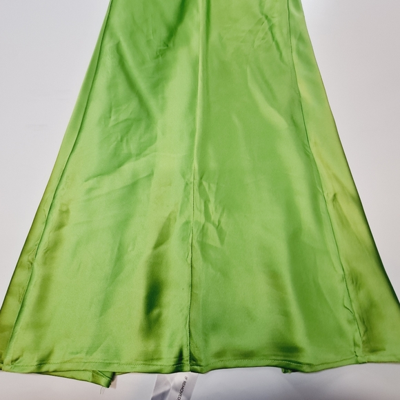 Khanums X Revolve Halter Gown With Slit in Pear Green - Picture 9 of 16